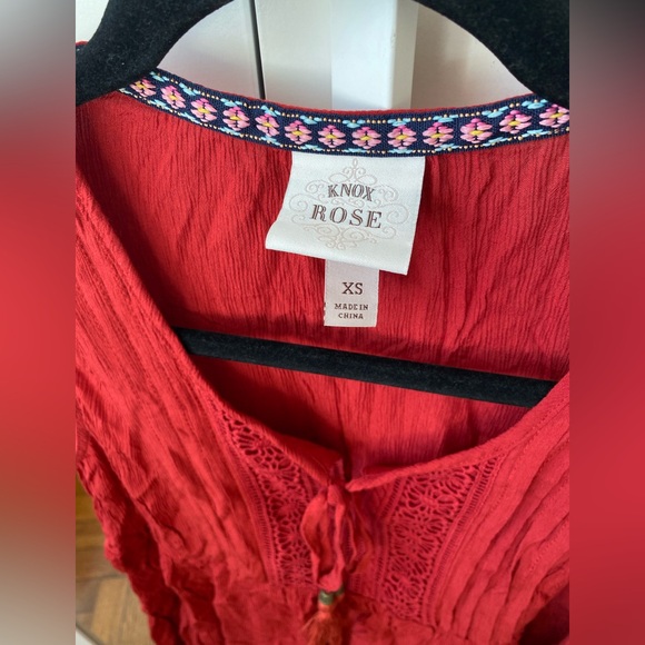 Knox Rose Women's Tank Top in a red embroidered and tassels - XS - Picture 2 of 9